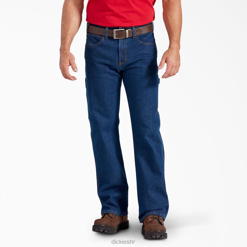 fleksibilne stolarske traperice opuštenog kroja muškarci Dickies isprano indigo plavo (rnb) 6BPL6190 odjeća