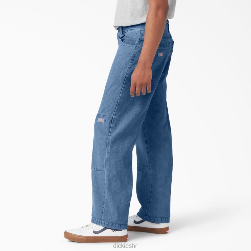 široke traperice s duplim koljenima muškarci Dickies indigo plava (snb) 6BPL6120 odjeća
