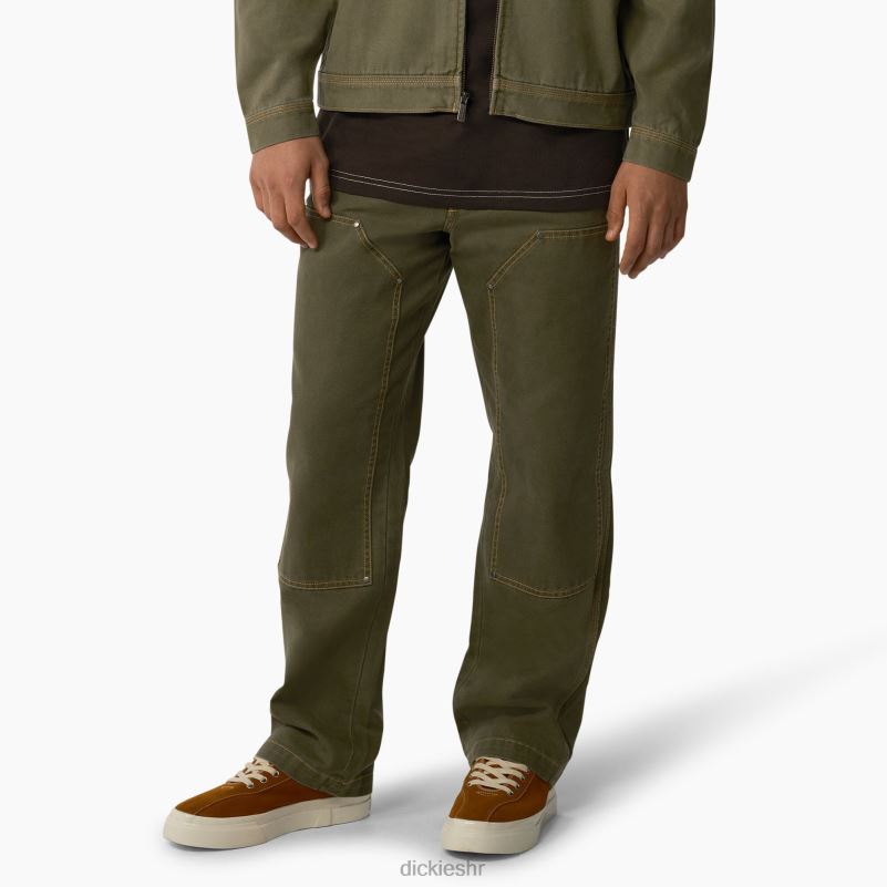 duple prednje hlače s pačjim kontrastnim ubodom muškarci Dickies stonewashed vojno zelena (smw) 6BPL6247 odjeća