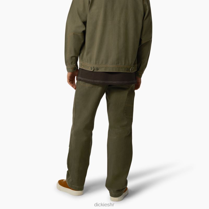 duple prednje hlače s pačjim kontrastnim ubodom muškarci Dickies stonewashed vojno zelena (smw) 6BPL6247 odjeća