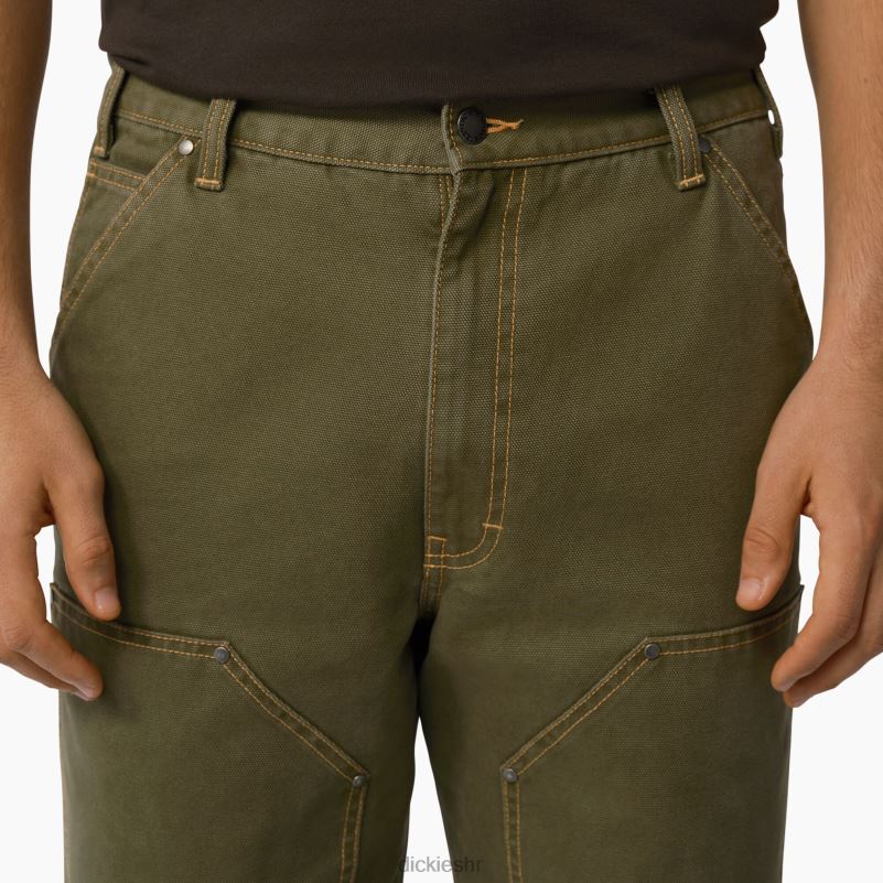 duple prednje hlače s pačjim kontrastnim ubodom muškarci Dickies stonewashed vojno zelena (smw) 6BPL6247 odjeća