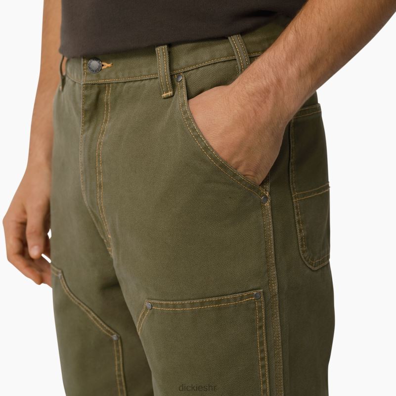 duple prednje hlače s pačjim kontrastnim ubodom muškarci Dickies stonewashed vojno zelena (smw) 6BPL6247 odjeća
