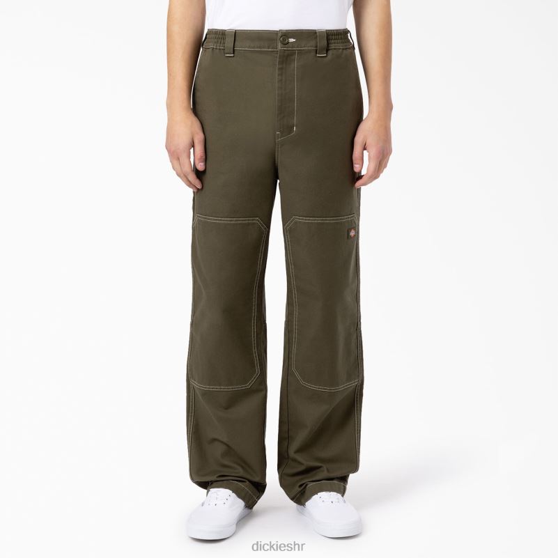 florala hlače opuštenog kroja s duplim koljenima muškarci Dickies vojno zelena (ml) 6BPL6228 odjeća