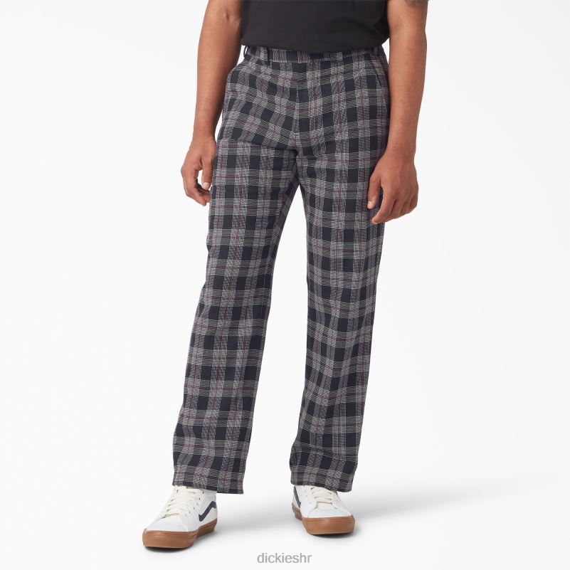 ravne prednje karirane hlače muškarci Dickies vino/crni karirani (bpe) 6BPL6277 odjeća