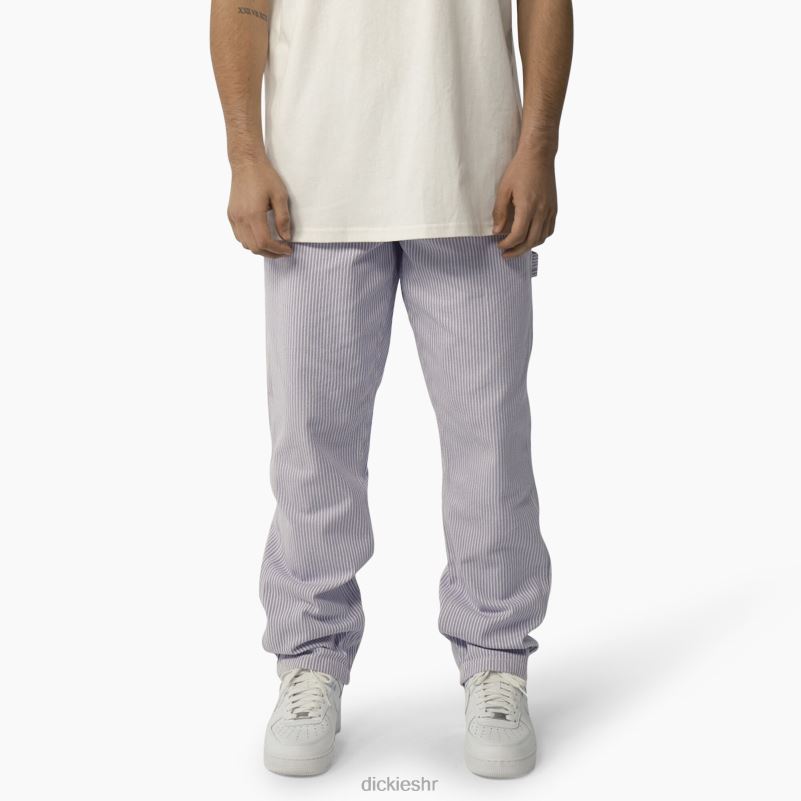 garyville stolarske hlače s hickory prugama muškarci Dickies ekru/lila (eug) 6BPL6158 odjeća