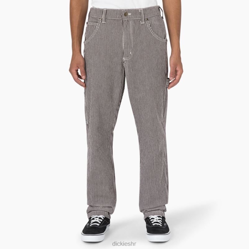 garyville stolarske hlače s hickory prugama muškarci Dickies ekru/smeđa (eub) 6BPL6157 odjeća