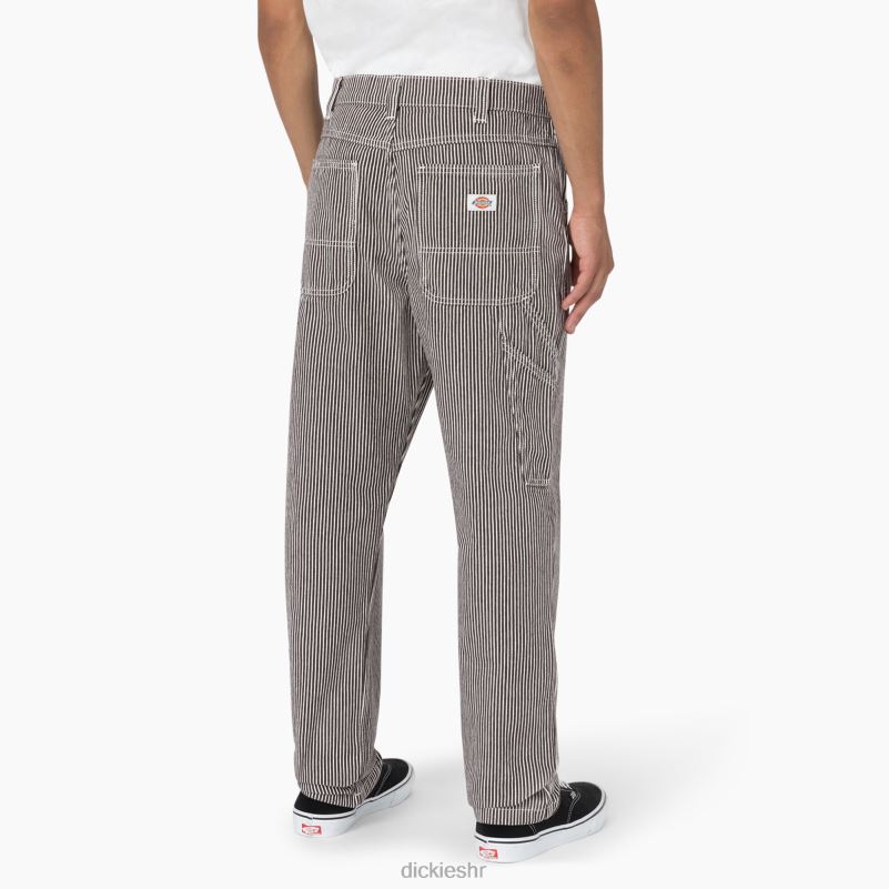 garyville stolarske hlače s hickory prugama muškarci Dickies ekru/smeđa (eub) 6BPL6157 odjeća