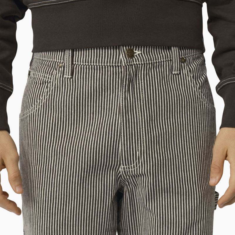garyville stolarske hlače s hickory prugama muškarci Dickies ekru/smeđa (eub) 6BPL6157 odjeća