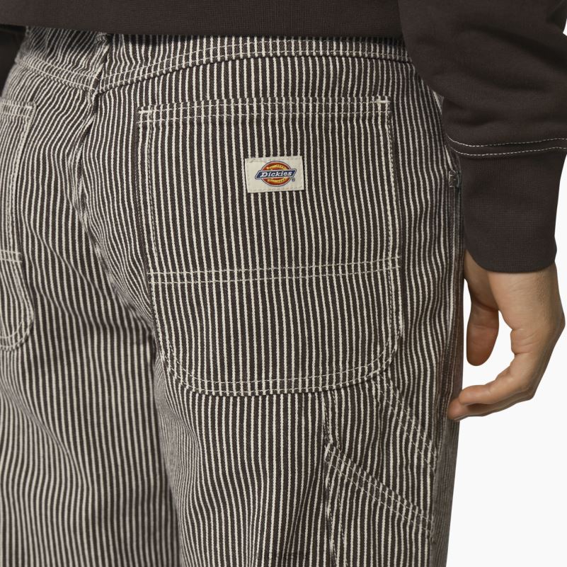garyville stolarske hlače s hickory prugama muškarci Dickies ekru/smeđa (eub) 6BPL6157 odjeća