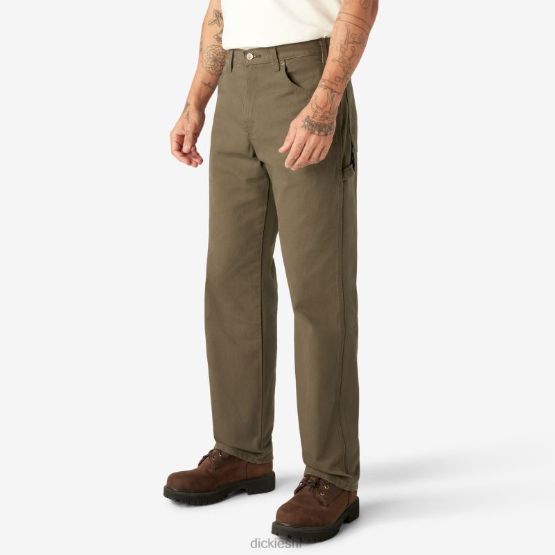 opuštenog kroja teške stolarske hlače muškarci Dickies isprana zelena mahovina (rms) 6BPL689 odjeća