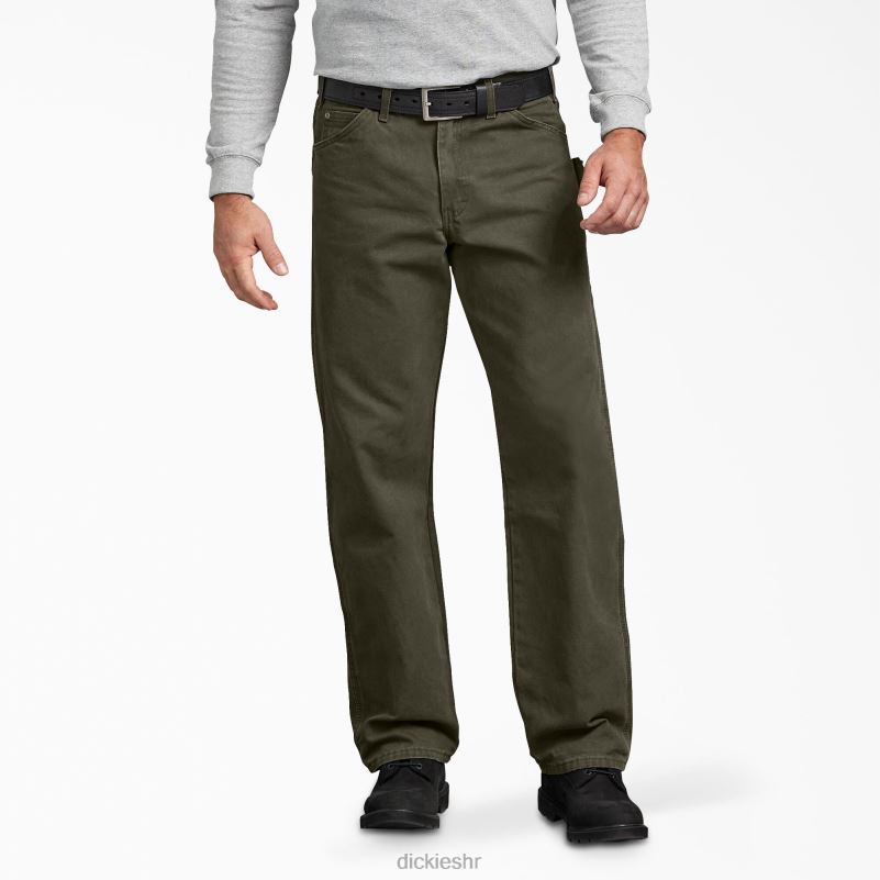 stolarske hlače opuštenog kroja brušene patke muškarci Dickies isprana zelena mahovina (rms) 6BPL6144 odjeća