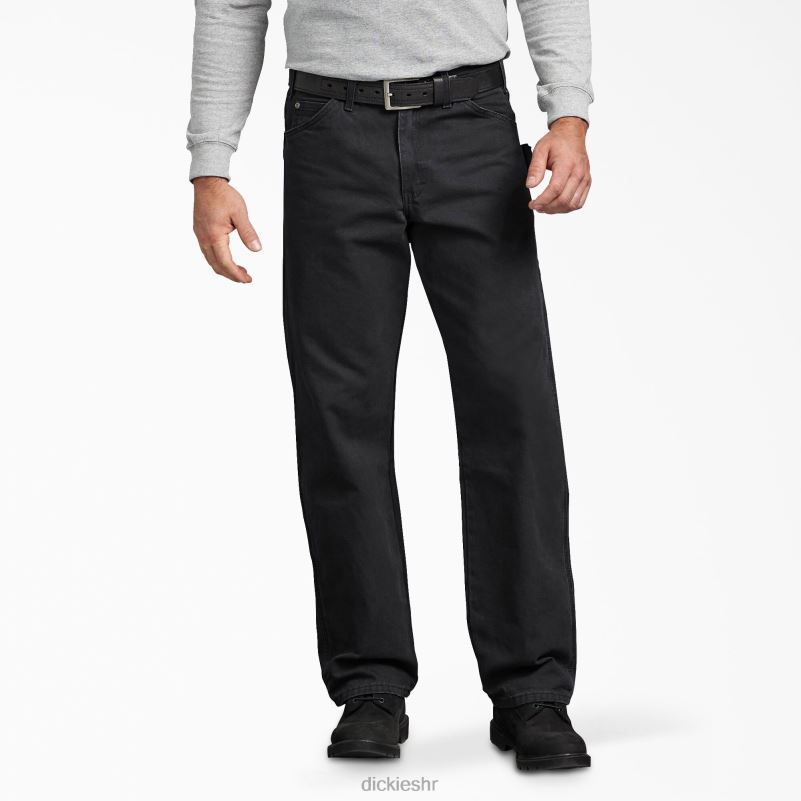 stolarske hlače opuštenog kroja brušene patke muškarci Dickies isprano crno (rbk) 6BPL6142 odjeća