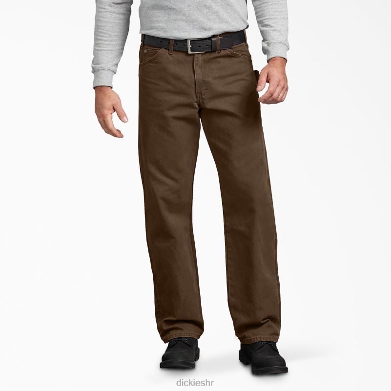 stolarske hlače opuštenog kroja brušene patke muškarci Dickies isprano drvo smeđe (rtb) 6BPL6146 odjeća