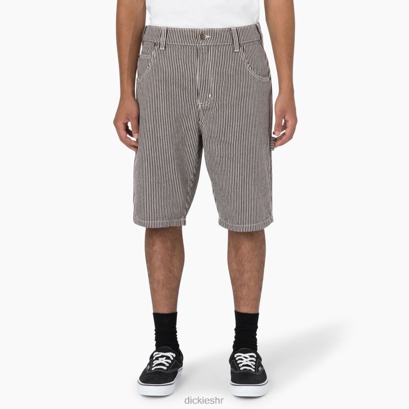 Stolarske kratke hlače opuštenog kroja s hickory prugama 11" muškarci Dickies ekru/smeđa (eub) 6BPL6448 odjeća