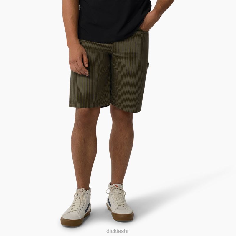 Stolarske kratke hlače s hickory prugama 11" muškarci Dickies vojno zelena hikorijeva pruga (hsy) 6BPL6463 odjeća