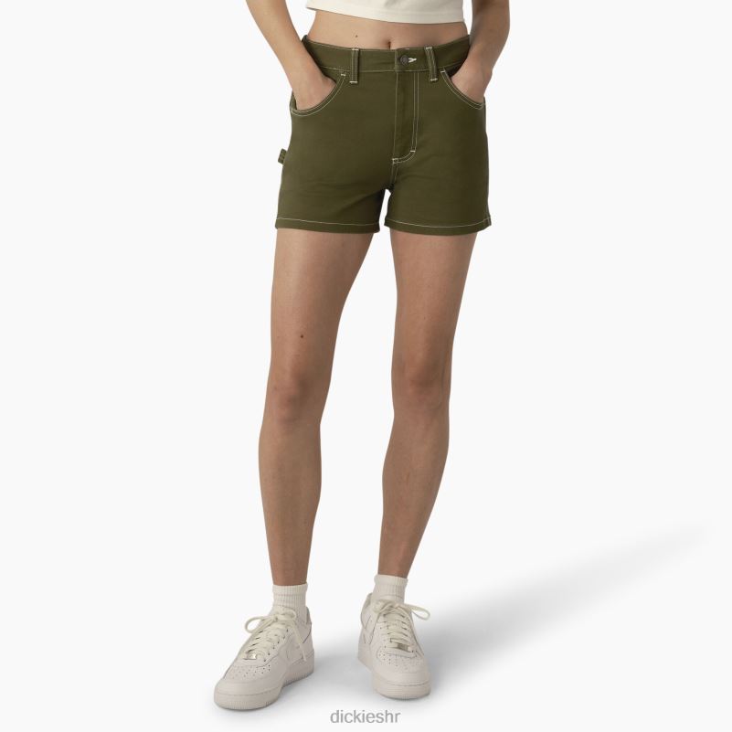 stolarske kratke hlače visokog struka 3" žene Dickies vojno zelena (ml) 6BPL62218 odjeća