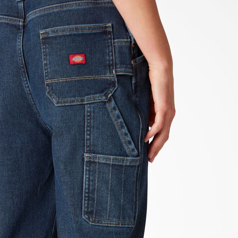 topli kombinezon s dvostrukim koljenima žene Dickies stonewashed srednje plava (msw) 6BPL61692 odjeća