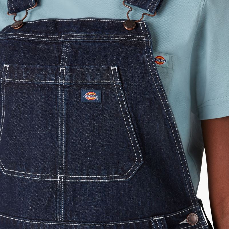 traper kombinezon s dvostrukim koljenima žene Dickies isprano indigo plavo (rnb) 6BPL61947 odjeća