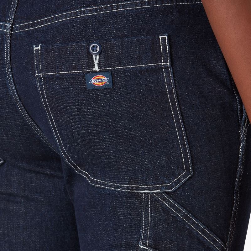 traper kombinezon s dvostrukim koljenima žene Dickies isprano indigo plavo (rnb) 6BPL61947 odjeća