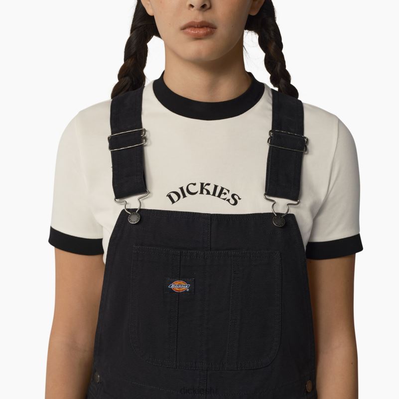 duck bib kratke hlače žene Dickies stonewashed black (sbk) 6BPL61913 odjeća