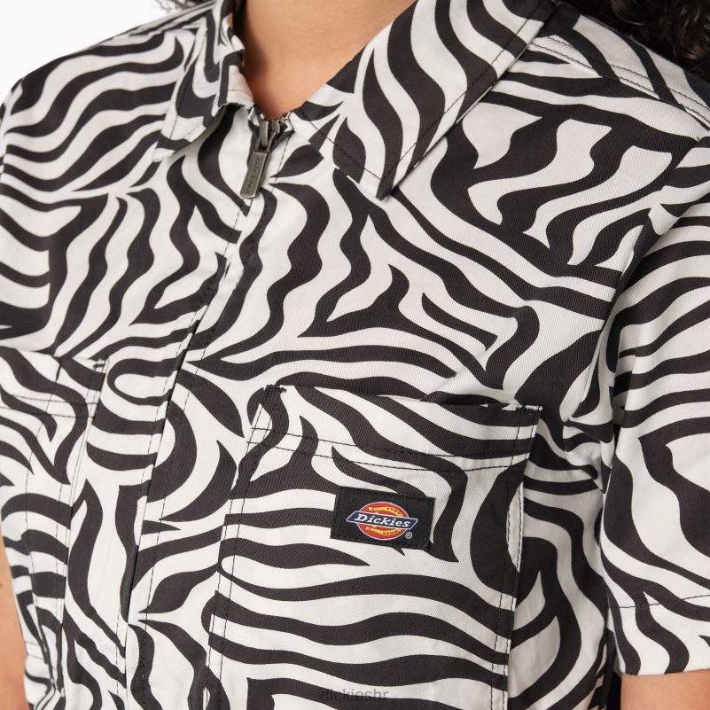 kratke hlače s printom zebre žene Dickies ekru/crna (euq) 6BPL61937 odjeća