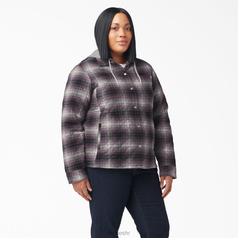 plus flanelska košulja s kapuljačom žene Dickies prašnjavi ljubičasti/crni ombre karirani (b1e) 6BPL62323 odjeća
