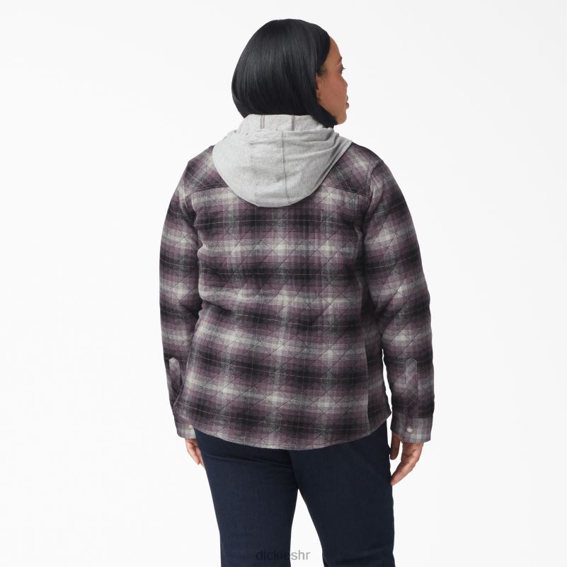 plus flanelska košulja s kapuljačom žene Dickies prašnjavi ljubičasti/crni ombre karirani (b1e) 6BPL62323 odjeća