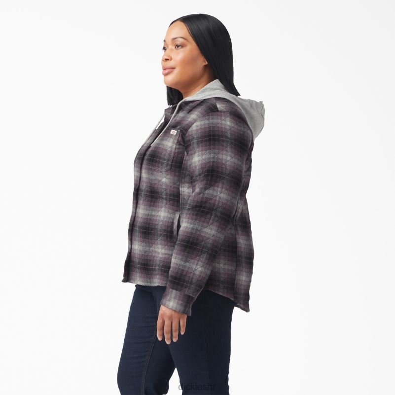 plus flanelska košulja s kapuljačom žene Dickies prašnjavi ljubičasti/crni ombre karirani (b1e) 6BPL62323 odjeća