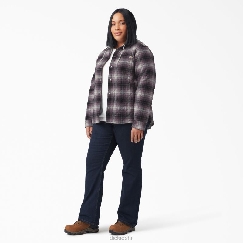 plus flanelska košulja s kapuljačom žene Dickies prašnjavi ljubičasti/crni ombre karirani (b1e) 6BPL62323 odjeća