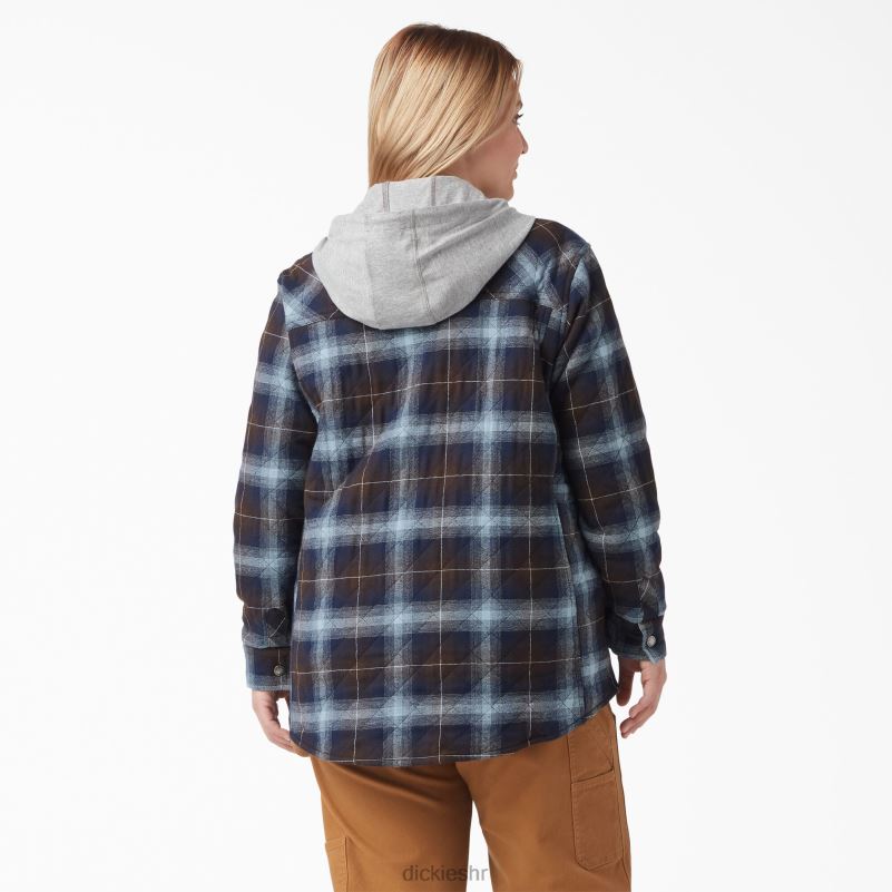 plus flanelska košulja s kapuljačom žene Dickies prozirno plavo/smeđe ombre karirano (a1g) 6BPL62322 odjeća