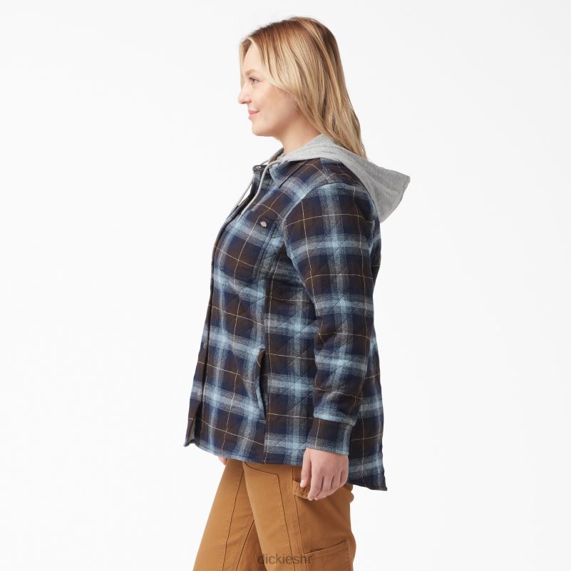 plus flanelska košulja s kapuljačom žene Dickies prozirno plavo/smeđe ombre karirano (a1g) 6BPL62322 odjeća