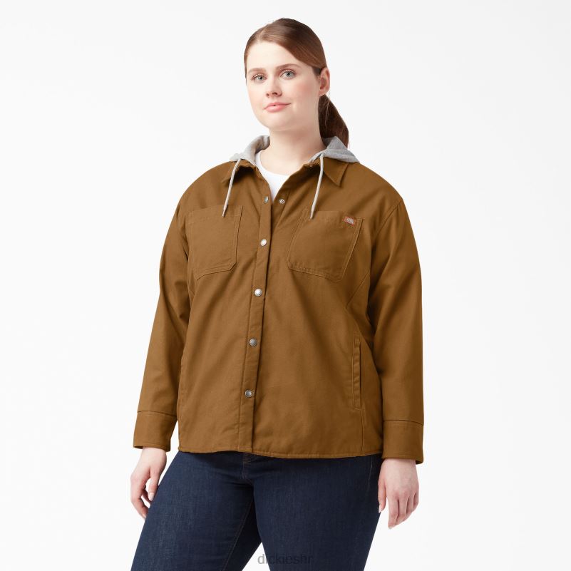 plus jakna košulje s kapuljačom žene Dickies smeđa patka (bd) 6BPL62368 odjeća