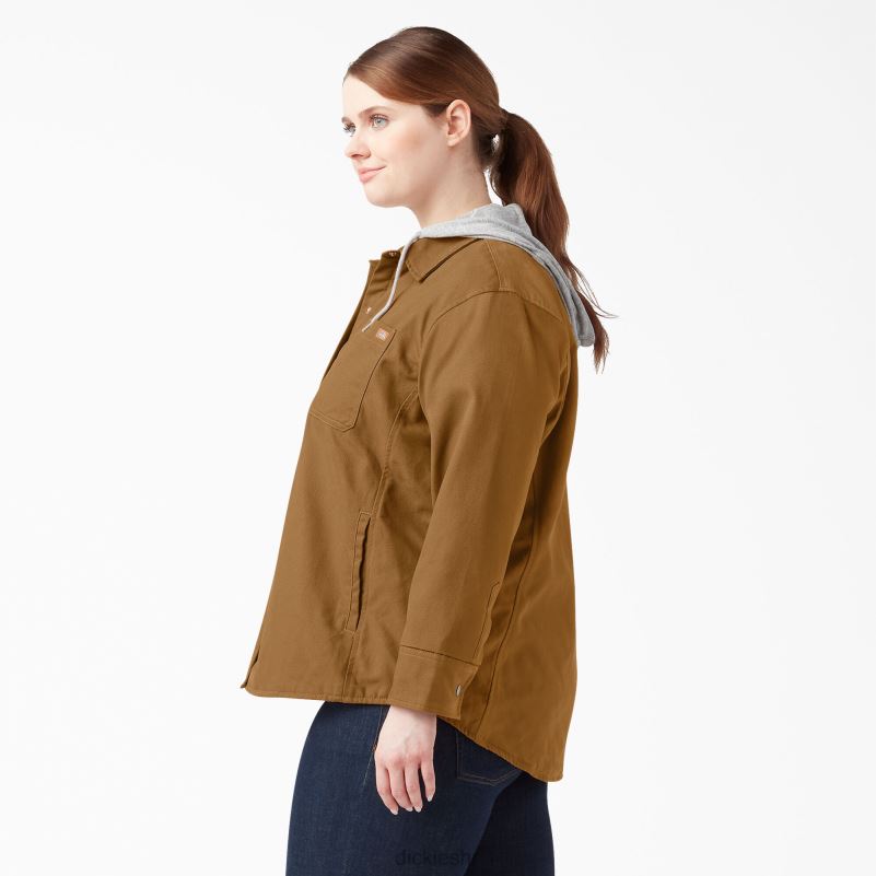 plus jakna košulje s kapuljačom žene Dickies smeđa patka (bd) 6BPL62368 odjeća