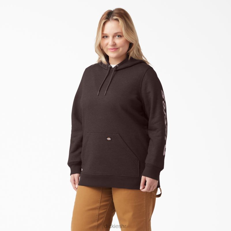 plus teški pulover s rukavima s logotipom žene Dickies čokoladno smeđi vrijesak (cbh) 6BPL62342 odjeća