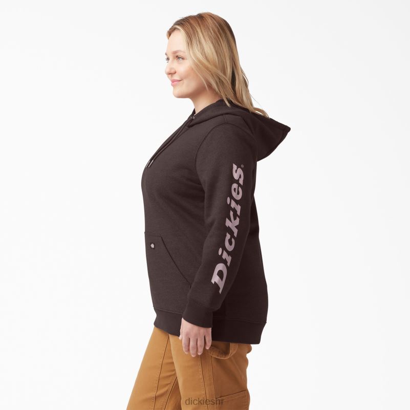 plus teški pulover s rukavima s logotipom žene Dickies čokoladno smeđi vrijesak (cbh) 6BPL62342 odjeća