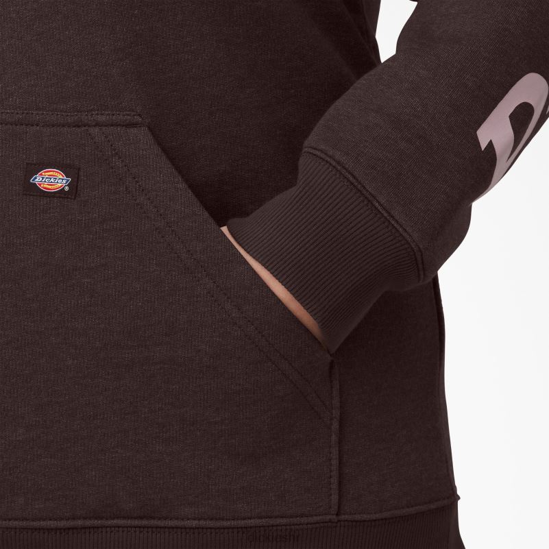plus teški pulover s rukavima s logotipom žene Dickies čokoladno smeđi vrijesak (cbh) 6BPL62342 odjeća