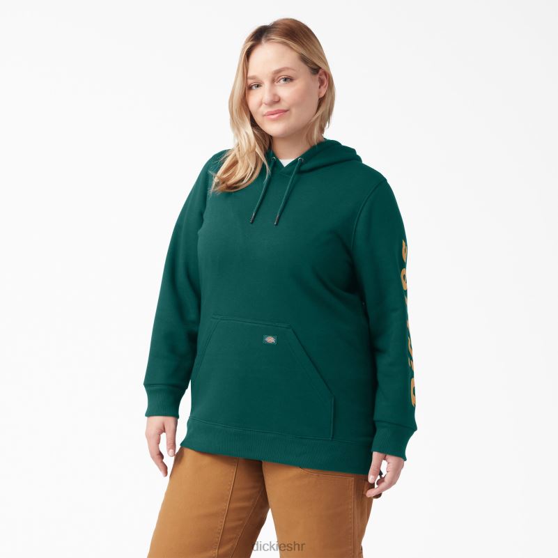 plus teški pulover s rukavima s logotipom žene Dickies šumsko zelena (ft) 6BPL62344 odjeća