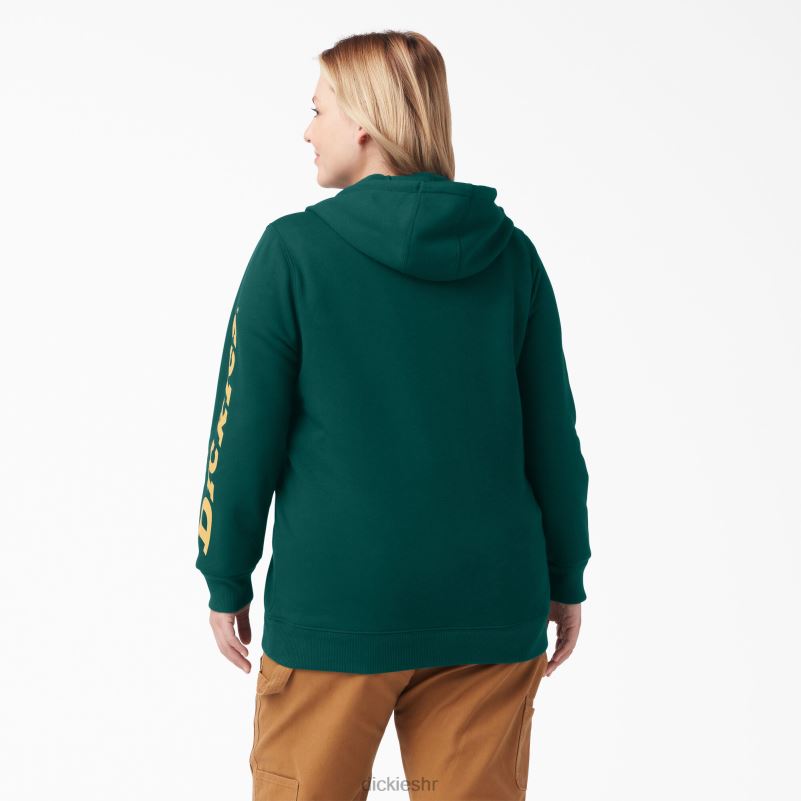 plus teški pulover s rukavima s logotipom žene Dickies šumsko zelena (ft) 6BPL62344 odjeća