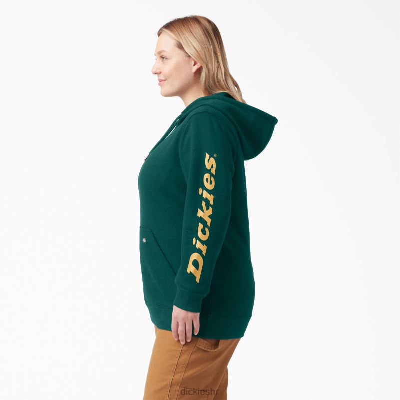 plus teški pulover s rukavima s logotipom žene Dickies šumsko zelena (ft) 6BPL62344 odjeća
