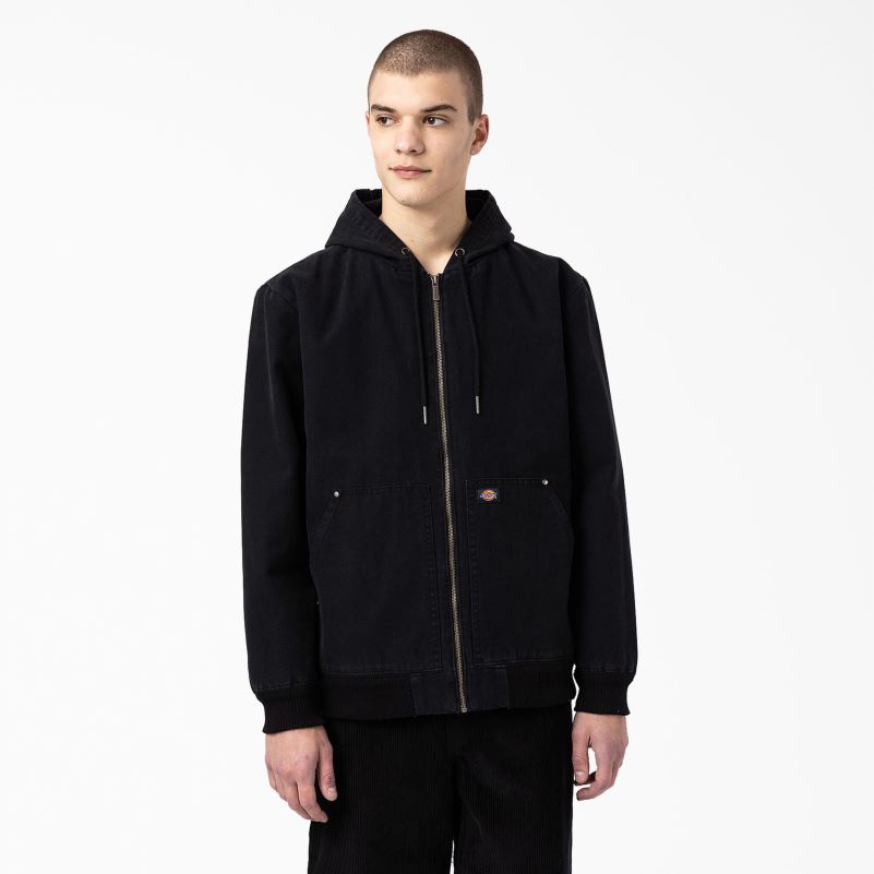 bomber jakna s kapuljačom muškarci Dickies stonewashed black (sbk) 6BPL61163 odjeća