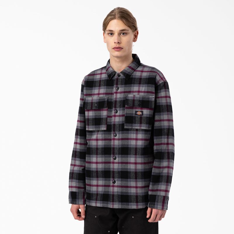 flanel prošivena podstavljena jakna muškarci Dickies crno vino sivo karirano (apw) 6BPL61113 odjeća