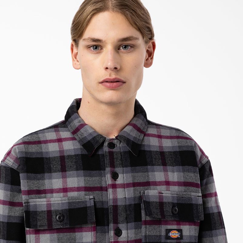 flanel prošivena podstavljena jakna muškarci Dickies crno vino sivo karirano (apw) 6BPL61113 odjeća