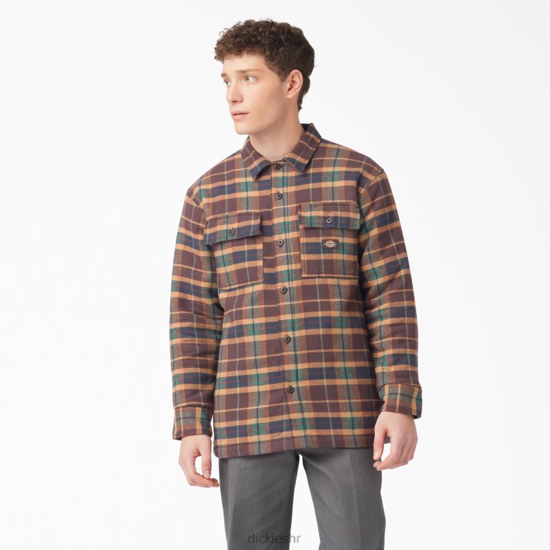 flanel prošivena podstavljena jakna muškarci Dickies smeđi medenjak bršljan karirani (rpg) 6BPL61114 odjeća