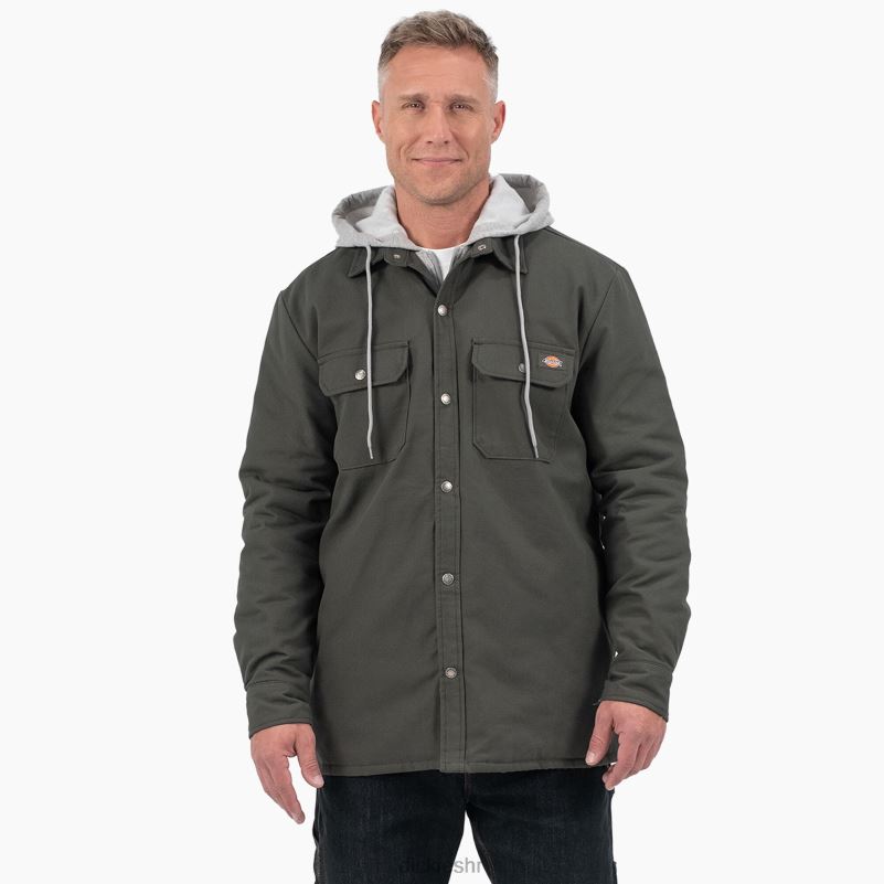 ikona opuštenog kroja prošivena košulja jakna s kapuljačom muškarci Dickies maslinasto zelena (og) 6BPL61054 odjeća