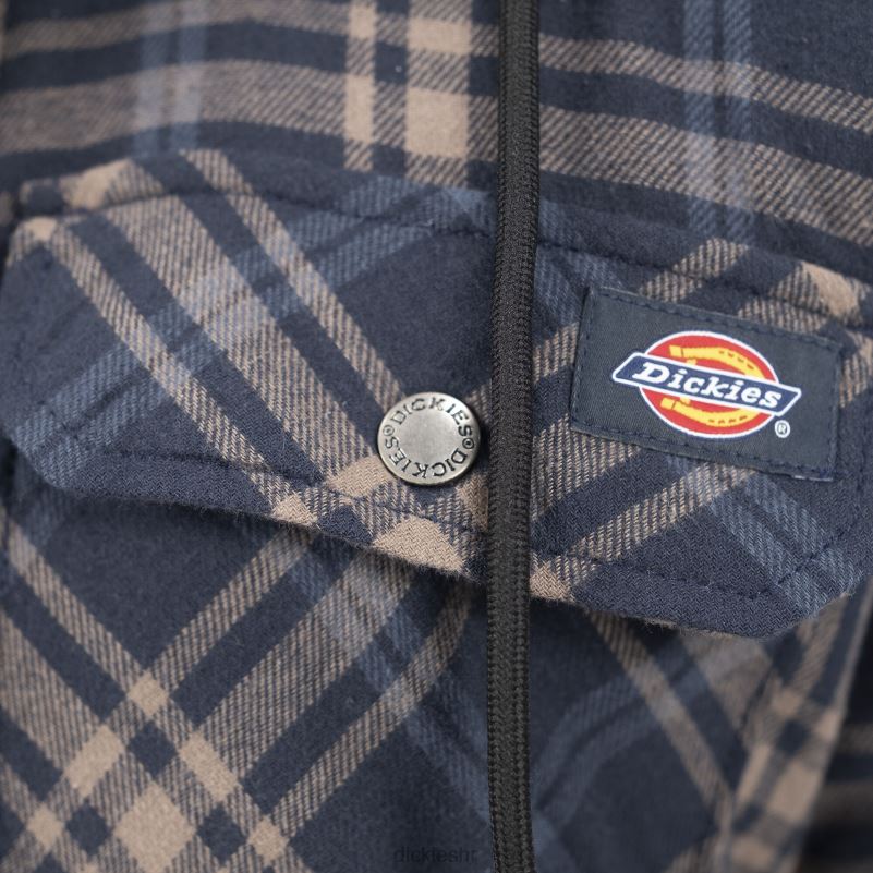 ikona opuštenog kroja prošivena košulja od flanela s kapuljačom muškarci Dickies tamnoplava/karirana gljiva (dpm) 6BPL61004 odjeća