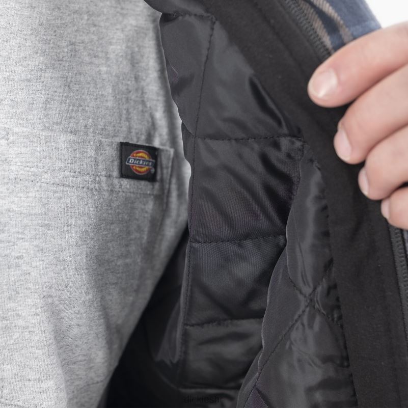 ikona opuštenog kroja prošivena košulja od flanela s kapuljačom muškarci Dickies tamnoplava/karirana gljiva (dpm) 6BPL61004 odjeća
