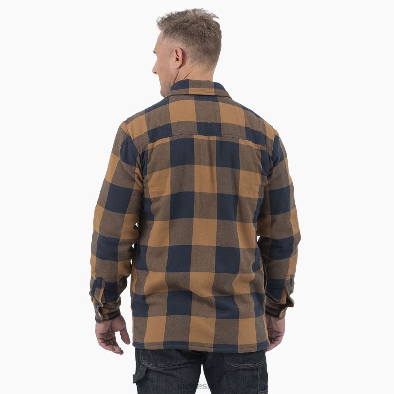 jakna košulje od flanela s visokom florom muškarci Dickies smeđa patka/mornari bivolji karirani (b1m) 6BPL61077 odjeća