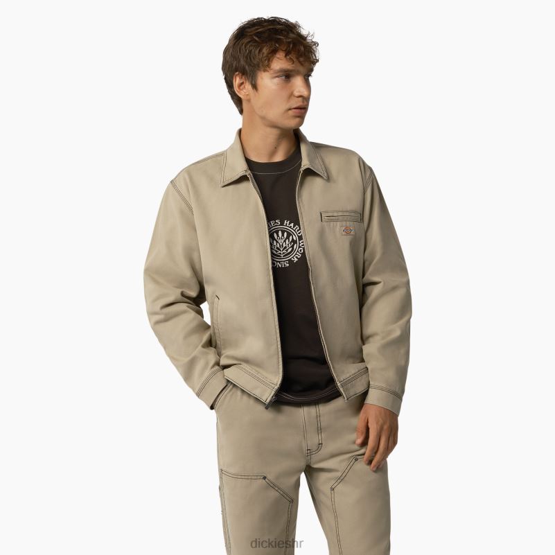 jakna s pačjim kontrastnim šavom muškarci Dickies isprani pustinjski pijesak/crni (ssw) 6BPL6987 odjeća