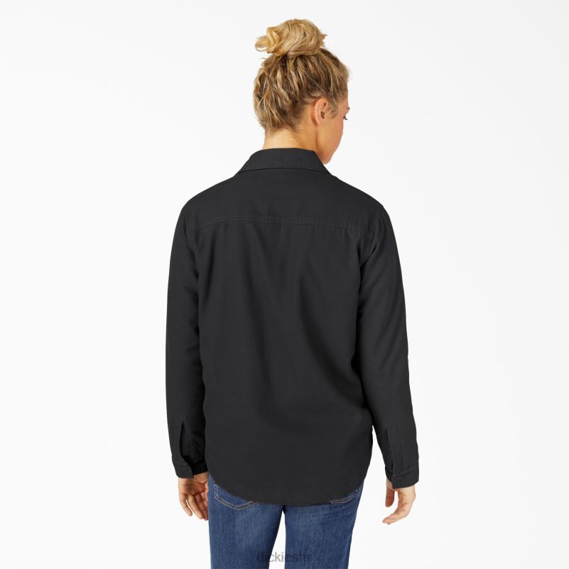 kaput s visokom florom i podstavom od flisa žene Dickies isprano crno (rbkx) 6BPL62377 odjeća