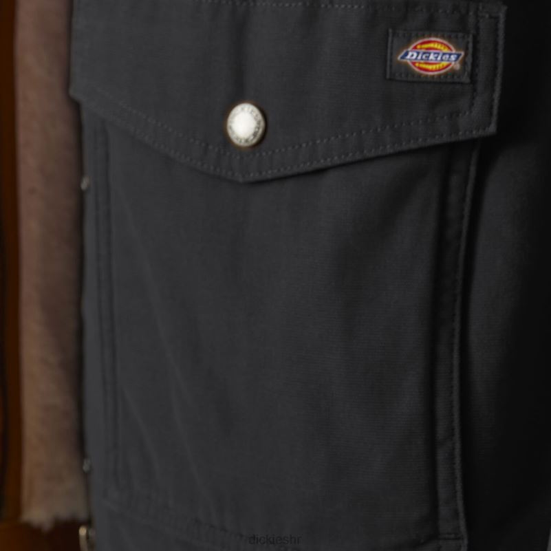 kaput s visokom florom i podstavom od flisa žene Dickies isprano crno (rbkx) 6BPL62377 odjeća